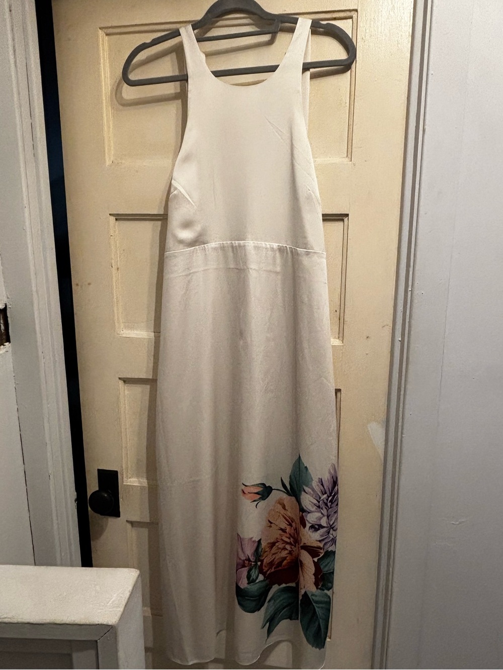 White Floral-Hem Maxi Dress - Sleeveless Women's Summer Dress